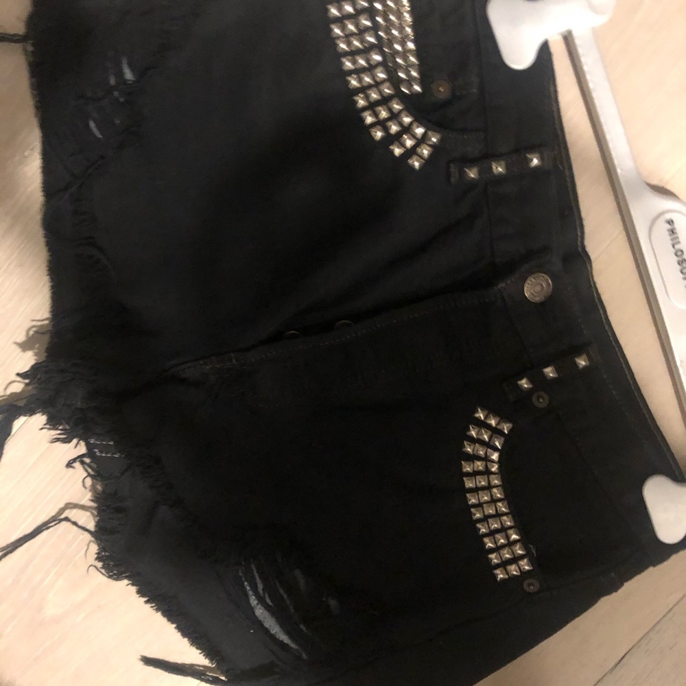 Levi’s custom studded jean shorts